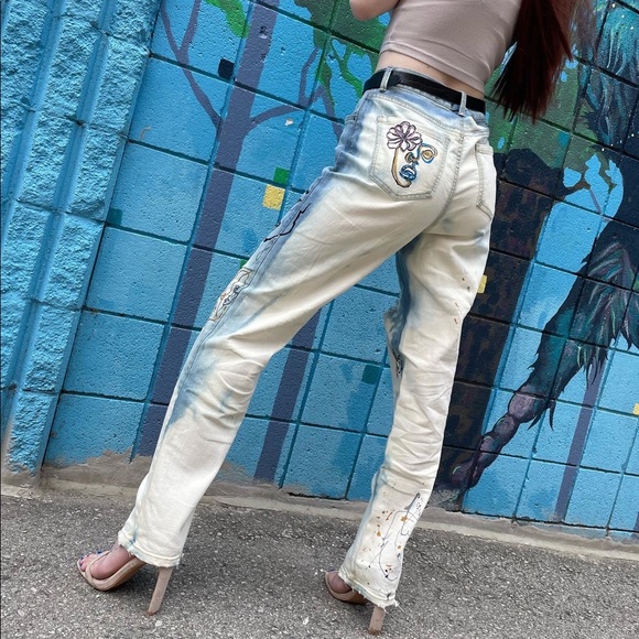 Hand Painted Distressed Denim - Picture 2 of 7